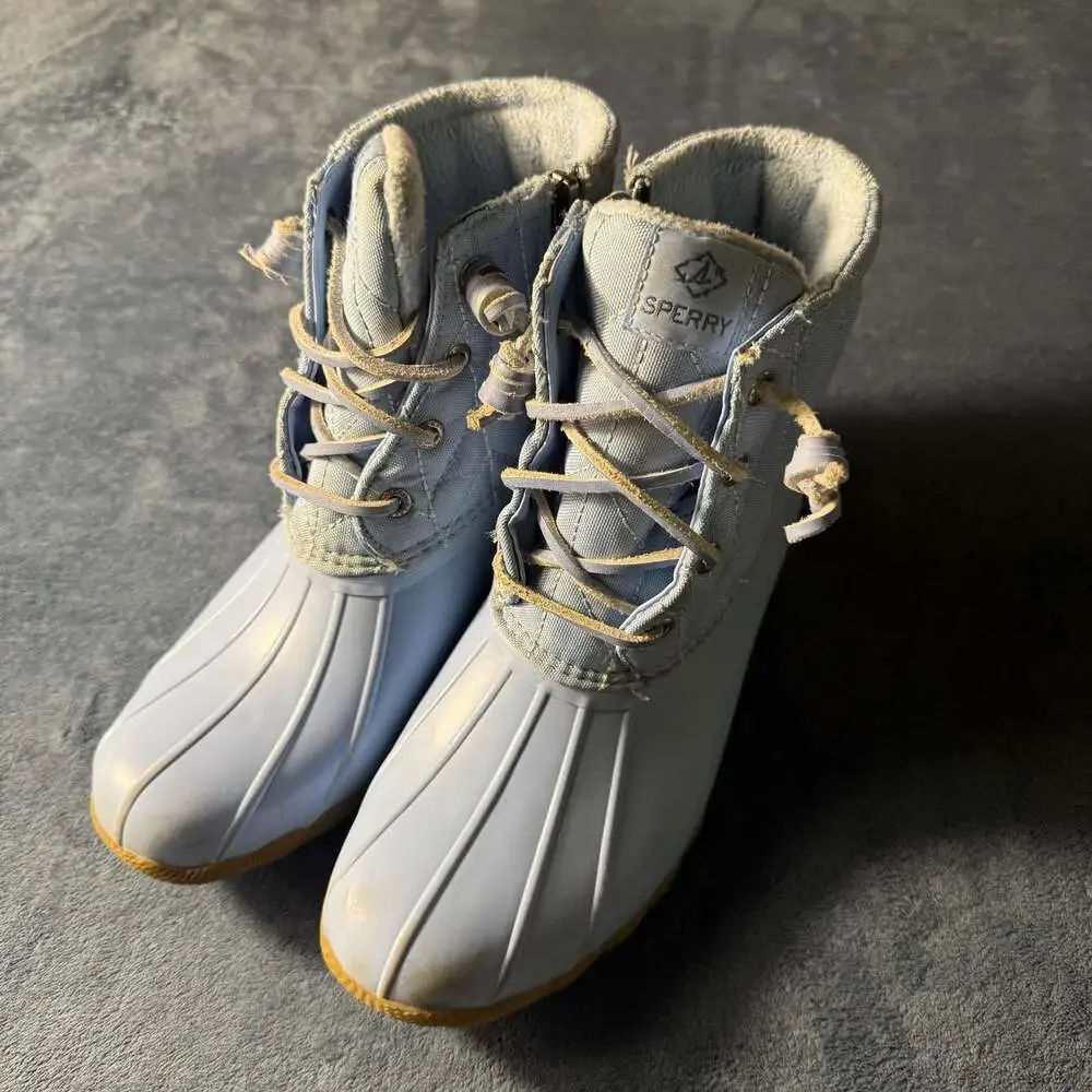 Sperry Saltwater Quilted Nylon Duck Boots Light Blue Women's Size 7 STS88284